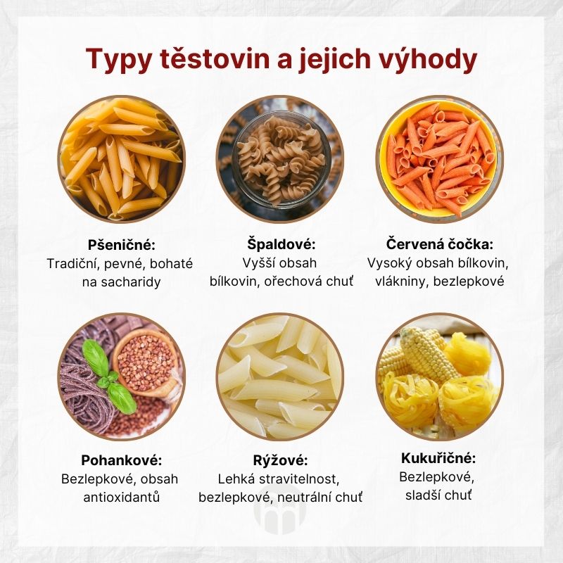 Typy těstovin a jejich výhody